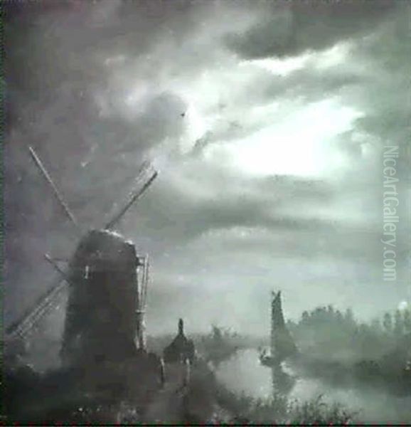 Windmuhle Im Mondenschein - view 1
