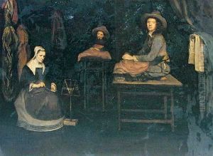 Krawiec Z Pomocnikiem I Przadka by Esaias Boursse
