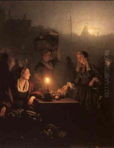A Vegetable Stall By Candlelight A Vegetable Stall By Candlelight