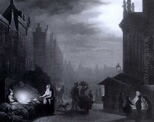 A Vegetable Market At Night - view 1