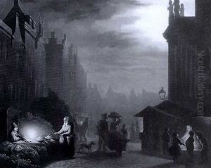A Vegetable Market At Night by Petrus van Schendel