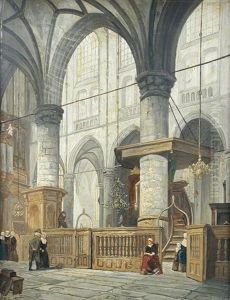 The Interior Of A Church In The Netherlands by Jan Jacob Schenkel