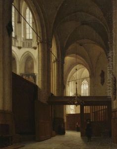 Kircheninterieur (niuewe Kerk, Amsterdam?) by Jan Jacob Schenkel