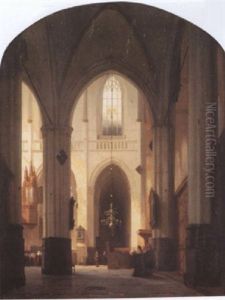 Cathedral Interior With Figures by Jan Jacob Schenkel