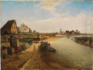 River Landscape With Fishermen River Landscape With Fishermen