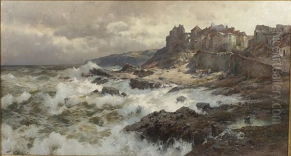 Medieval City On Stormy Coast - view 1