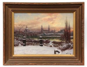 Dresden, Elba River In Winter