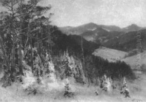 Schneebedeckte Gebirgslandschaft by Jacques Matthias Schenker