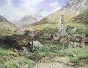 Blick Auf Hospenthal (kanton Uri) Mit Langobardischer Burgruine thumbnail