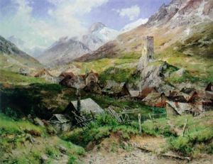 Malerisches Kirchdorf Mit Burgruine In Den Schweizer Bergen thumbnail