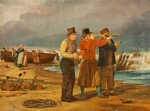 Strandscene Fra Skagen Med Optraekkende Uvejr by Frederik Schepelern