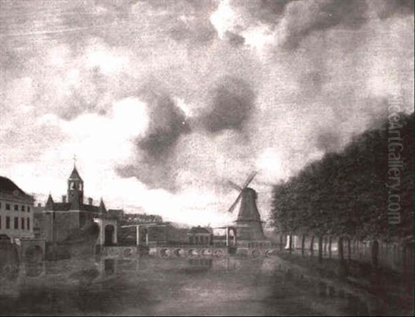 A View In Amsterdam With The Singelgracht Looking Towards The Roode Molen - view 1