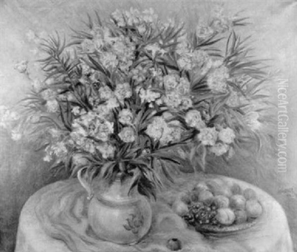 Stilleben Mit Grossem Blumenstrauss Und Fruchteteller - view 1