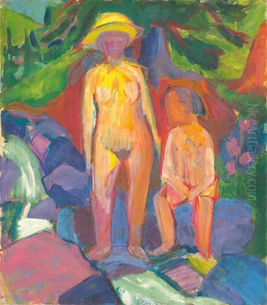 Bather At A Mountain Stream - view 1