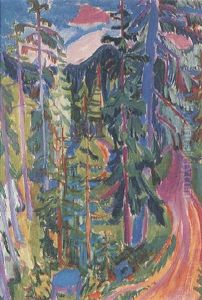 Waldlandschaft Bei Davos by Hermann Scherer