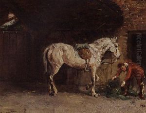 Preparing For A Ride by Cornelis Albert Johannes Schermer