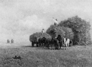 Feldarbeiter Auf Heuwagen by Cornelis Albert Johannes Schermer