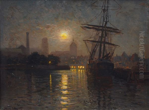 The Harbour Of Danzig At The Full Moon - view 1