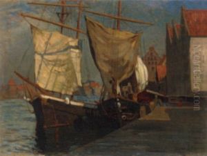 Fischerboot Am Kai by Alfred Scherres