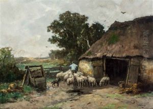 Letting The Sheep In The Meadow by Johan Frederik Cornelis Scherrewitz