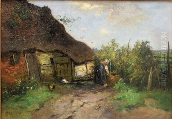 Boerenerf Met Dame Bij Waterput - view 1