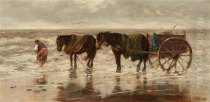 Shell Fisher In The Surf by Johan Frederik Cornelis Scherrewitz