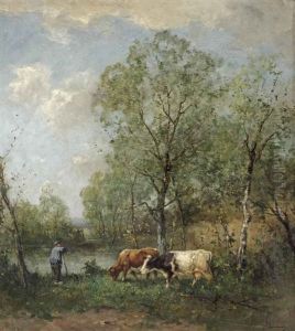 Resting Near A Pond by Johan Frederik Cornelis Scherrewitz