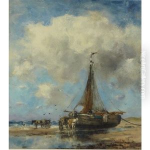 Gathering Clams On The Beach by Johan Frederik Cornelis Scherrewitz