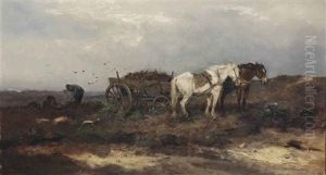 A Peasant Loading A Horse-drawn Cart A Peasant Loading A Horse-drawn Cart