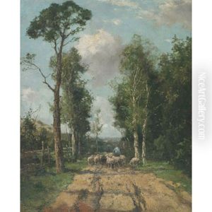 Leading The Flock To Pasture by Johan Frederik Cornelis Scherrewitz