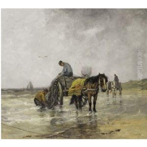 Shell Fishers In The Breakers by Johan Frederik Cornelis Scherrewitz