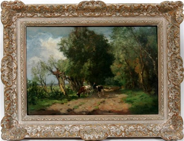 Man With Cows In Landscape - view 1