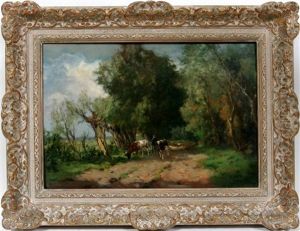 Man With Cows In Landscape Man With Cows In Landscape