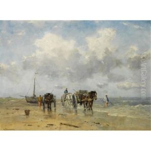 Shell Fishers In The Breakers by Johan Frederik Cornelis Scherrewitz