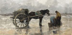 Shell Fishers On The Beach by Johan Frederik Cornelis Scherrewitz