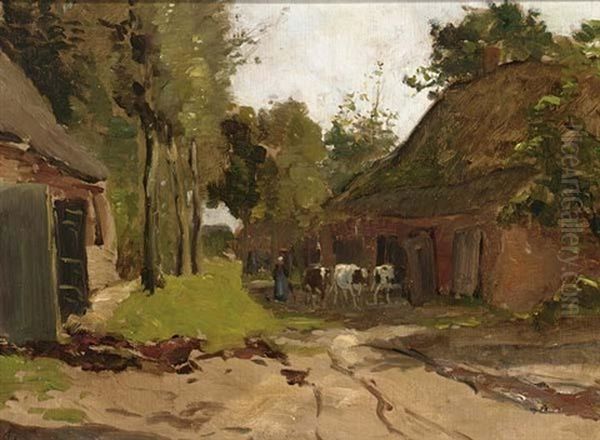 A Peasant Woman Driving The Cows To The Stable - view 1