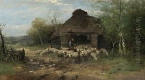 Schafer Mit Herde by Johan Frederik Cornelis Scherrewitz