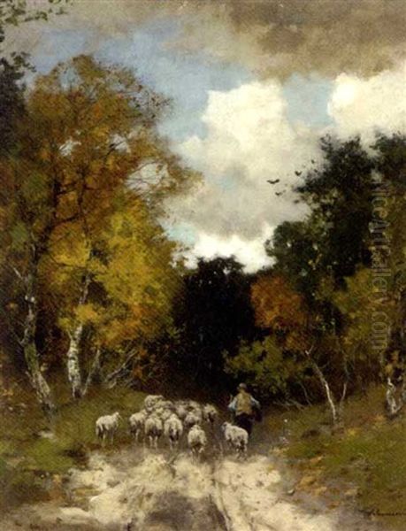 Autumn: Leading The Sheep Through A Forest - view 1