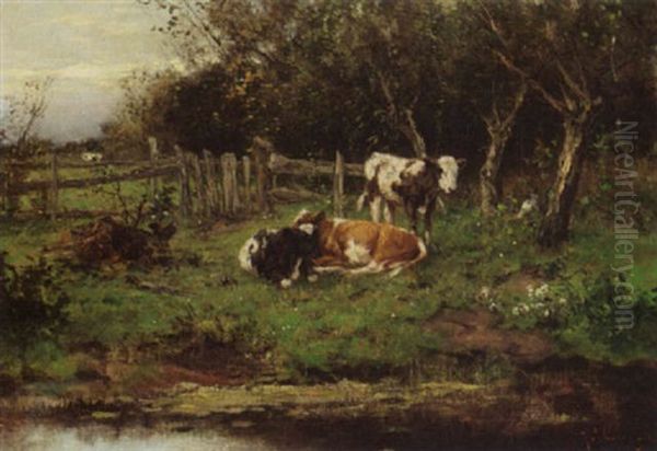 Cows Near A Riverbank - view 1