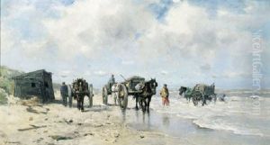 Shellfishers In The Breakers by Johan Frederik Cornelis Scherrewitz