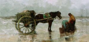 A Shellfisher On The Beach by Johan Frederik Cornelis Scherrewitz