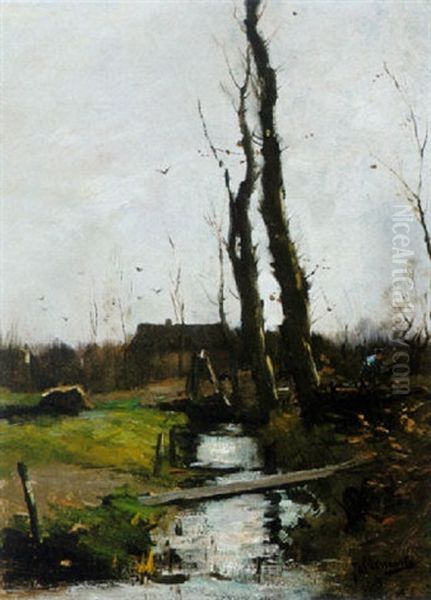 A Woodcutter In An Autumn Landscape - view 1