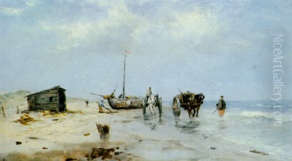 Shellfishermen On The Beach - view 1