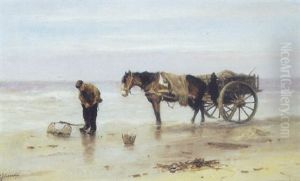 A Shellfisher On The Beach by Johan Frederik Cornelis Scherrewitz