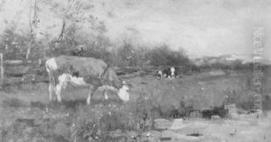Cattle In A Spring Pasture by Johan Frederik Cornelis Scherrewitz