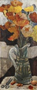 Vase Fleuri Et Ciseaux by Jean-Louis Boussingault