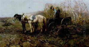 Unloading The Hay Cart by Johan Frederik Cornelis Scherrewitz