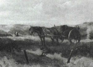 Horse And Cart In The Dunes by Johan Frederik Cornelis Scherrewitz