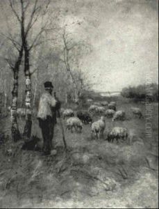 Shepherd And His Flock by Johan Frederik Cornelis Scherrewitz