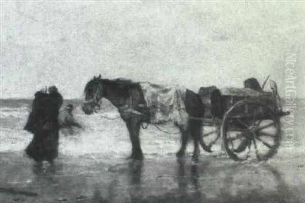 Horse Drawn Cart At The Waters Edge - view 1